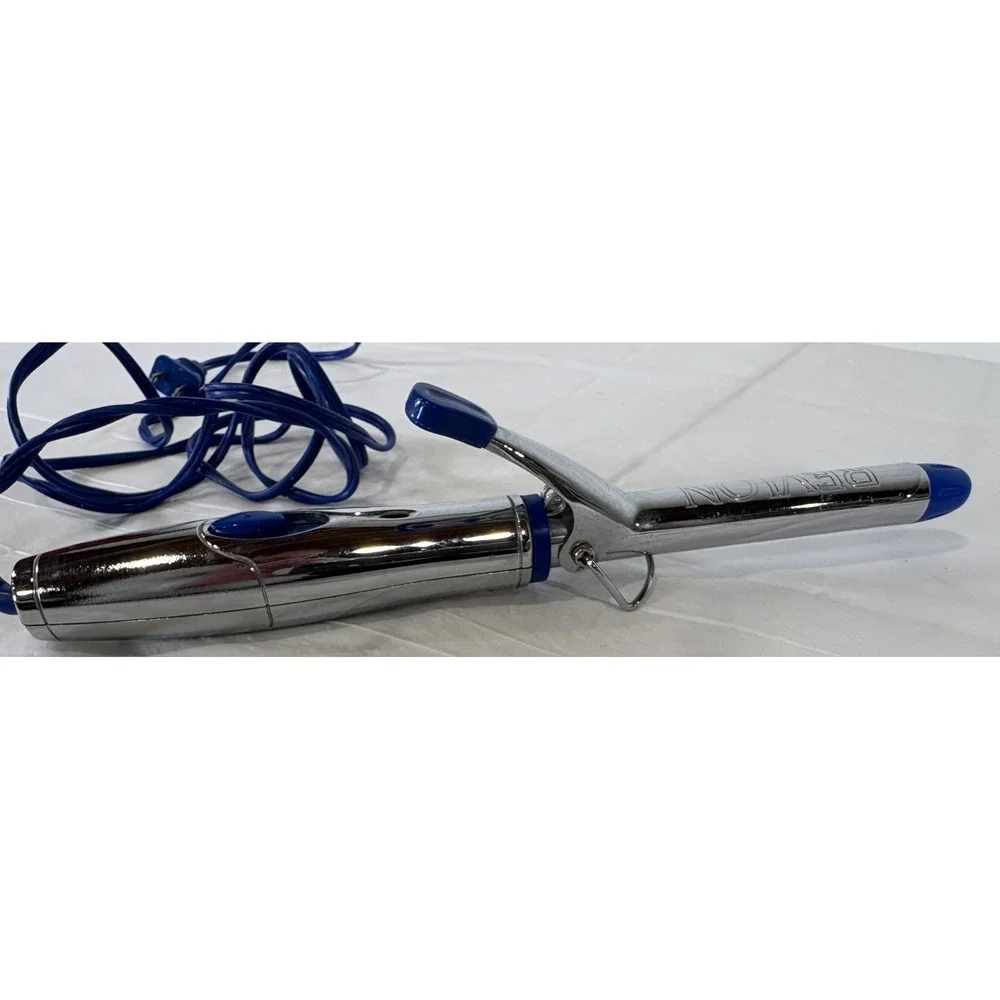REVLON Perfect Heat Ceramic Curling Iron Chrome/Blue Model RV031 Tested & WORKS!